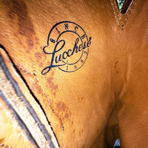 Lucchese 1883 Reddish Brown Ostrich Leg in a Snip Toe & Men's Size 8.5D - Picture 10 of 10